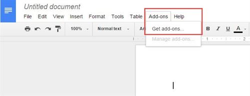 screenshot of a google document with add-ons circled